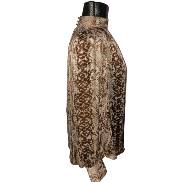 H&M Tan and Brown Snakeskin Look High Neck Blouse 8 - Picture 4 of 8